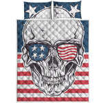 American Skull With Sunglasses Print Quilt Bed Set