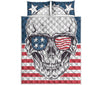 American Skull With Sunglasses Print Quilt Bed Set