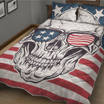 American Skull With Sunglasses Print Quilt Bed Set