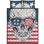 American Skull With Sunglasses Print Quilt Bed Set