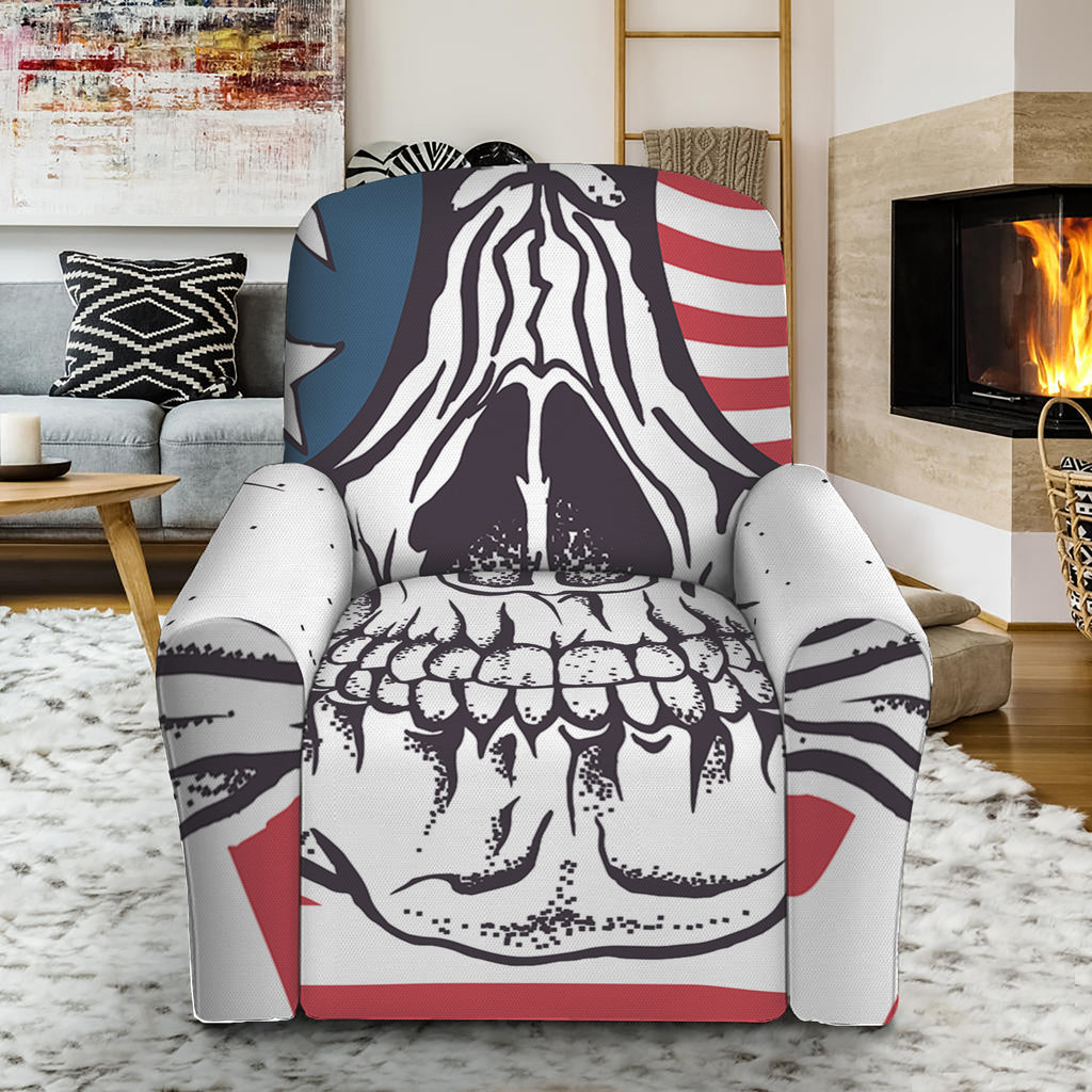 American Skull With Sunglasses Print Recliner Slipcover