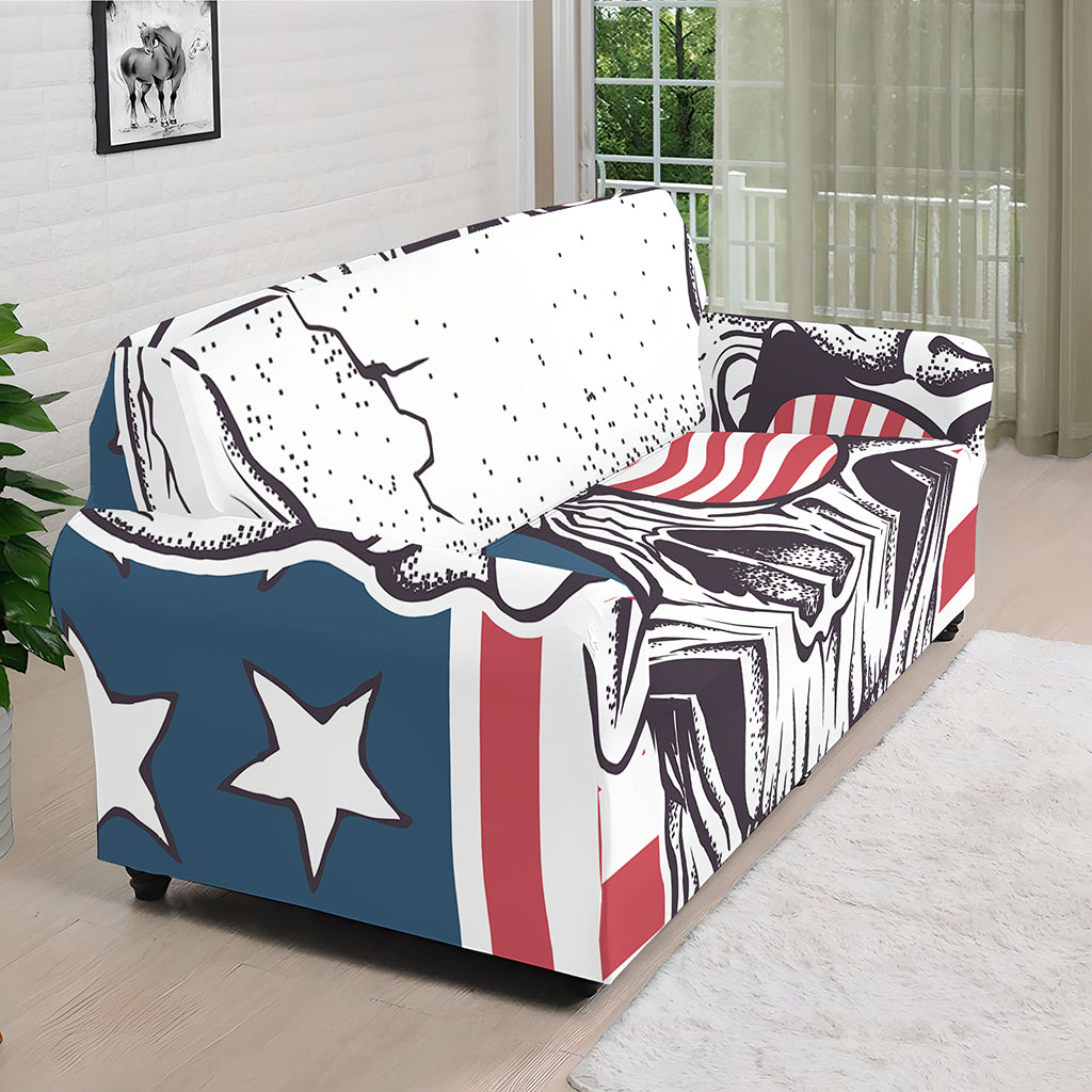 American Skull With Sunglasses Print Sofa Cover