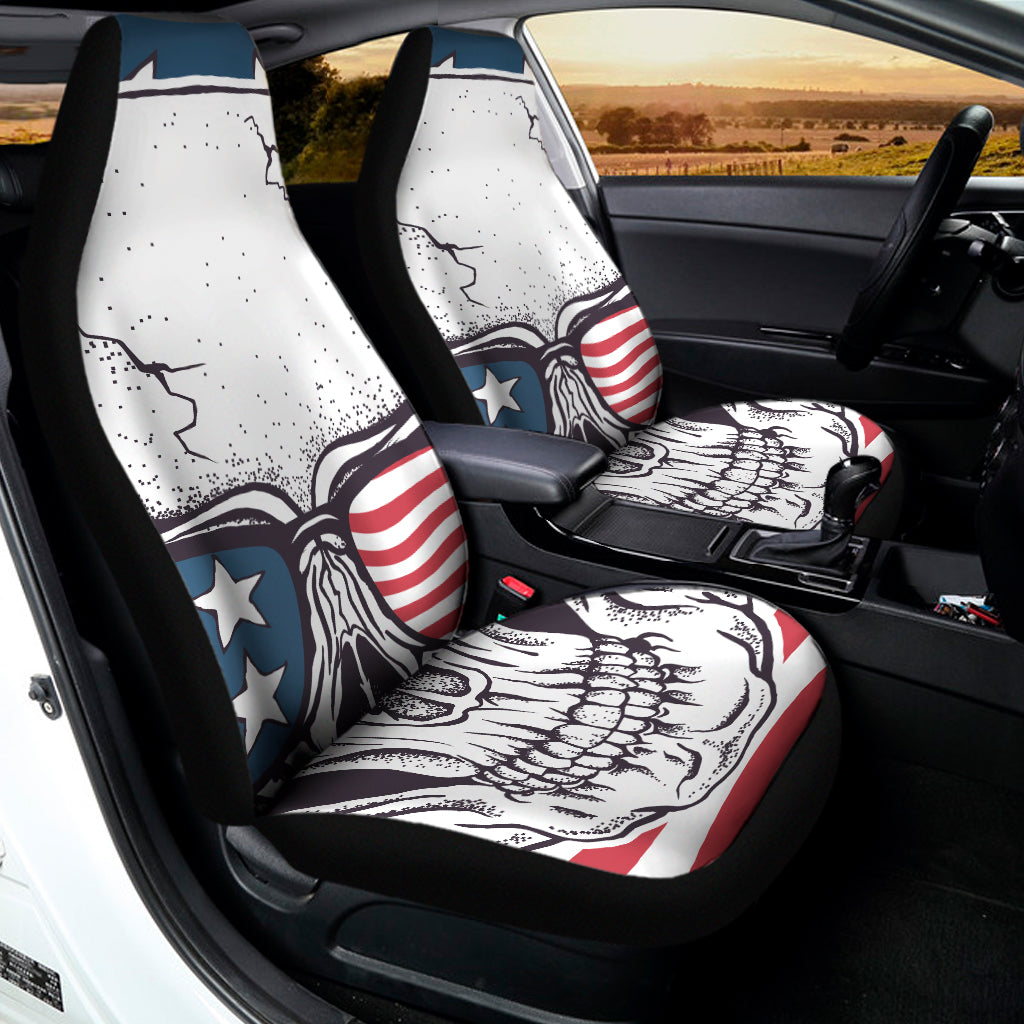 American Skull With Sunglasses Print Universal Fit Car Seat Covers