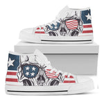 American Skull With Sunglasses Print White High Top Shoes