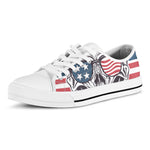 American Skull With Sunglasses Print White Low Top Shoes