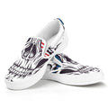 American Skull With Sunglasses Print White Slip On Sneakers