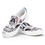 American Skull With Sunglasses Print White Slip On Shoes