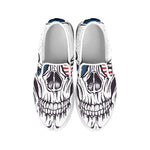 American Skull With Sunglasses Print White Slip On Shoes