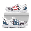 American Skull With Sunglasses Print White Running Shoes