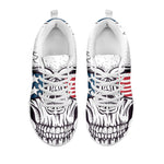 American Skull With Sunglasses Print White Sneakers