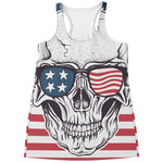 American Skull With Sunglasses Print Women's Racerback Tank Top
