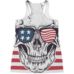 American Skull With Sunglasses Print Women's Racerback Tank Top