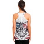 American Skull With Sunglasses Print Women's Racerback Tank Top