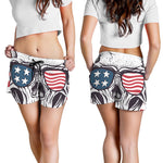 American Skull With Sunglasses Print Women's Shorts