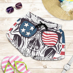 American Skull With Sunglasses Print Women's Shorts