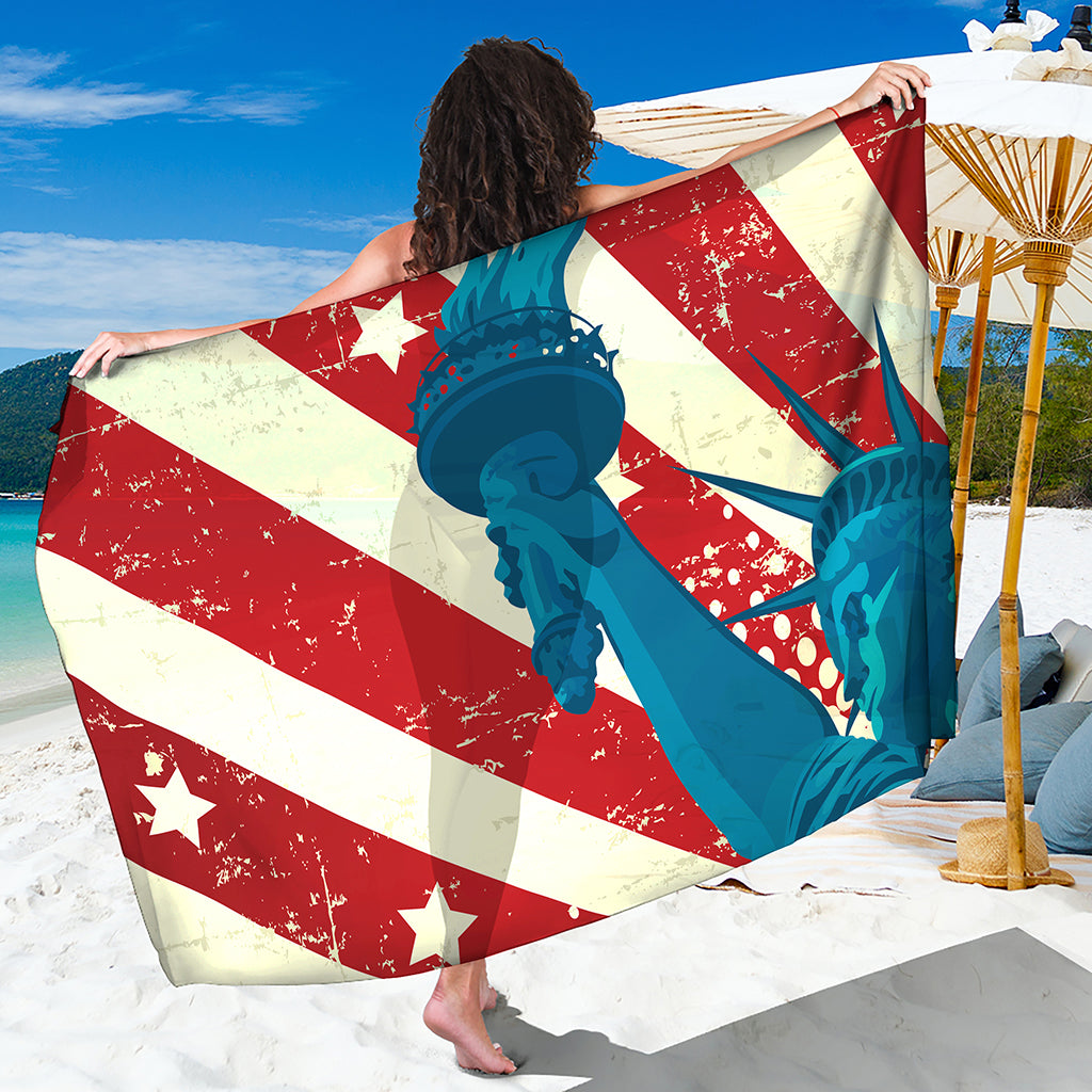 American Statue of Liberty Print Beach Sarong Wrap