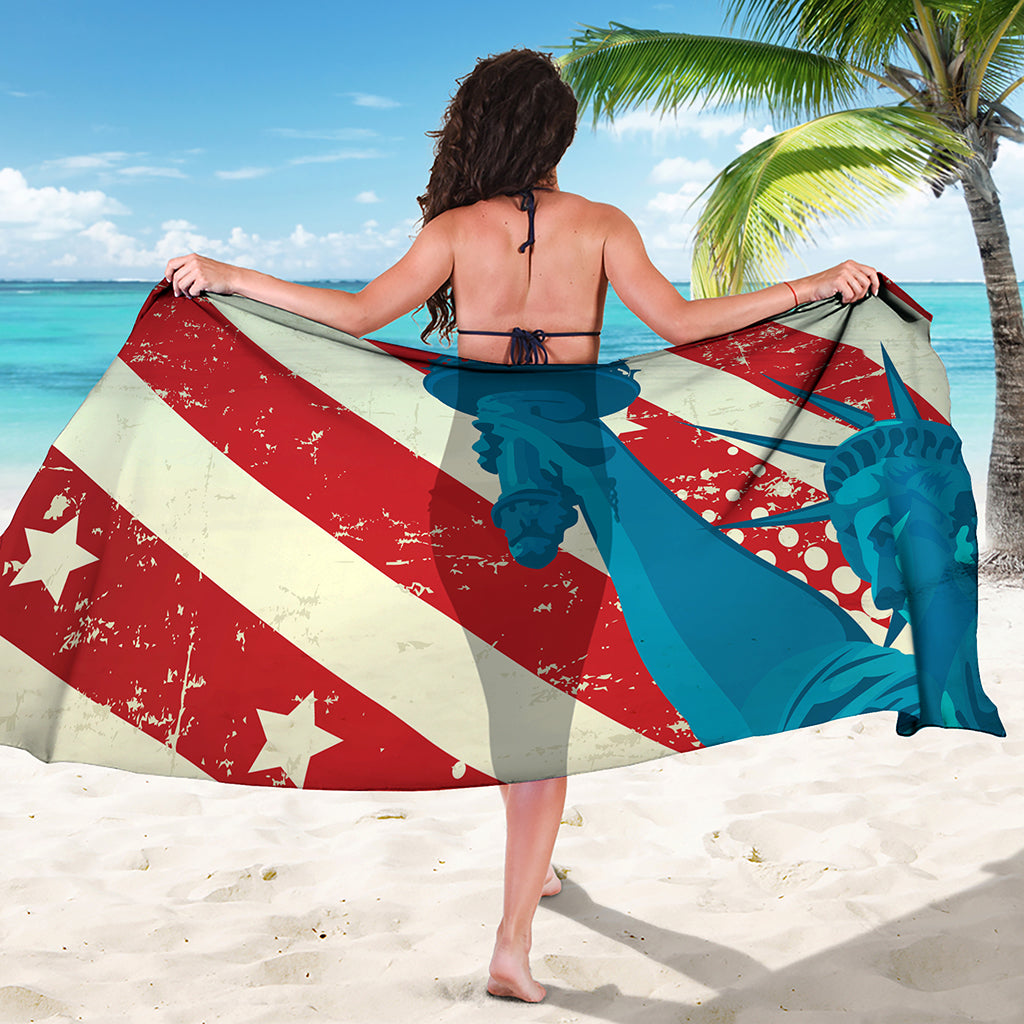 American Statue of Liberty Print Beach Sarong Wrap