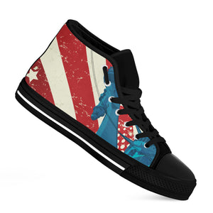 American Statue of Liberty Print Black High Top Shoes
