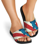 American Statue of Liberty Print Black Slide Sandals