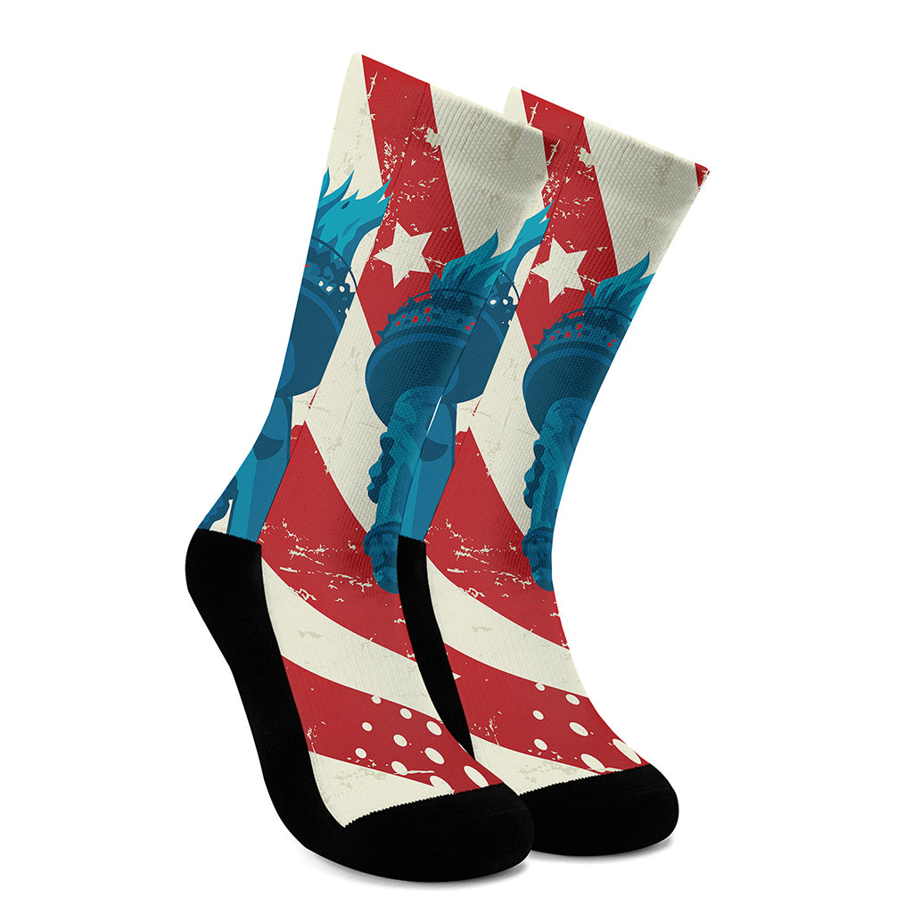 American Statue of Liberty Print Crew Socks