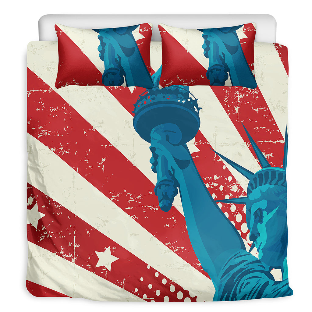 American Statue of Liberty Print Duvet Cover Bedding Set