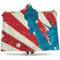 American Statue of Liberty Print Hooded Blanket