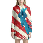 American Statue of Liberty Print Pullover Hoodie Dress