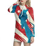 American Statue of Liberty Print Pullover Hoodie Dress