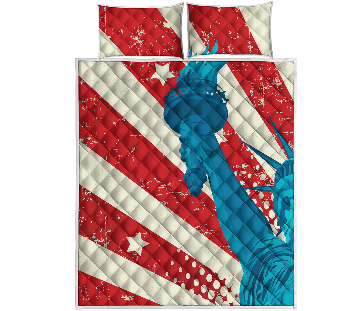 American Statue of Liberty Print Quilt Bed Set