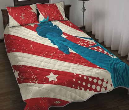 American Statue of Liberty Print Quilt Bed Set