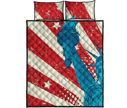 American Statue of Liberty Print Quilt Bed Set