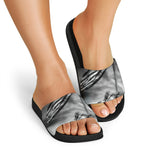 American War Memorial Print Black Slide Sandals