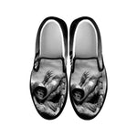 American War Memorial Print Black Slip On Shoes