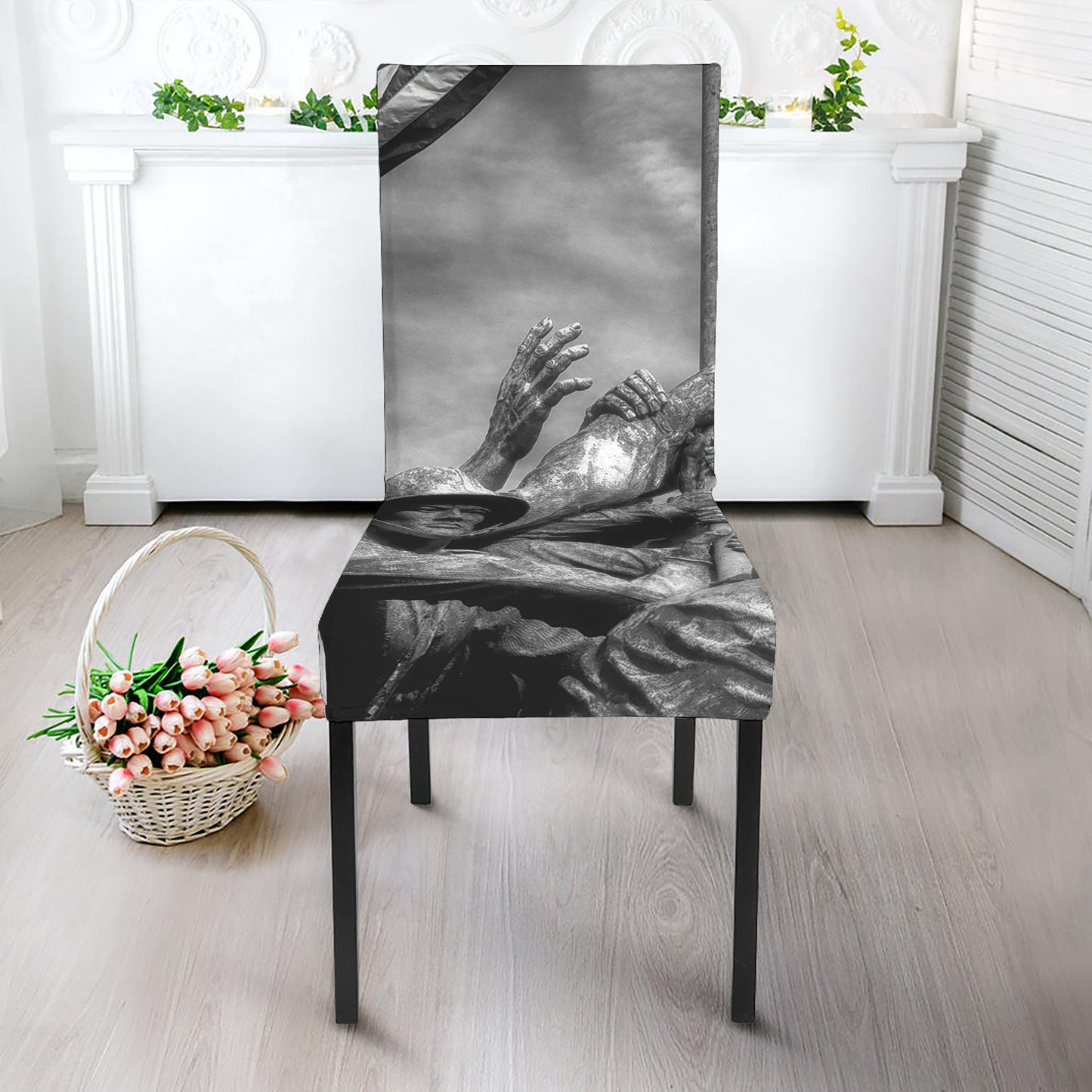 American War Memorial Print Dining Chair Slipcover
