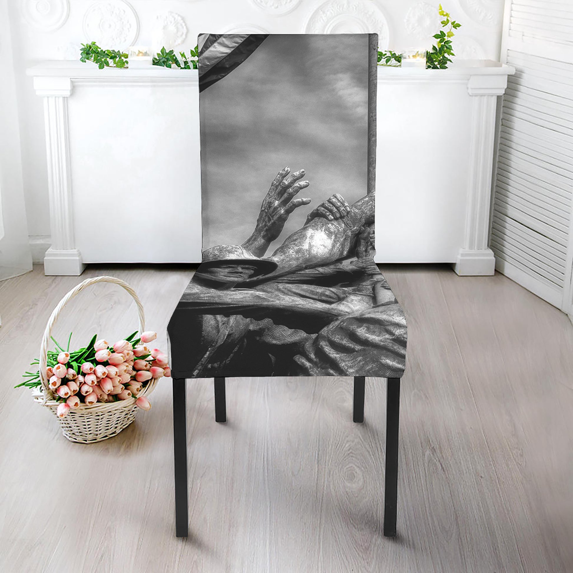American War Memorial Print Dining Chair Slipcover