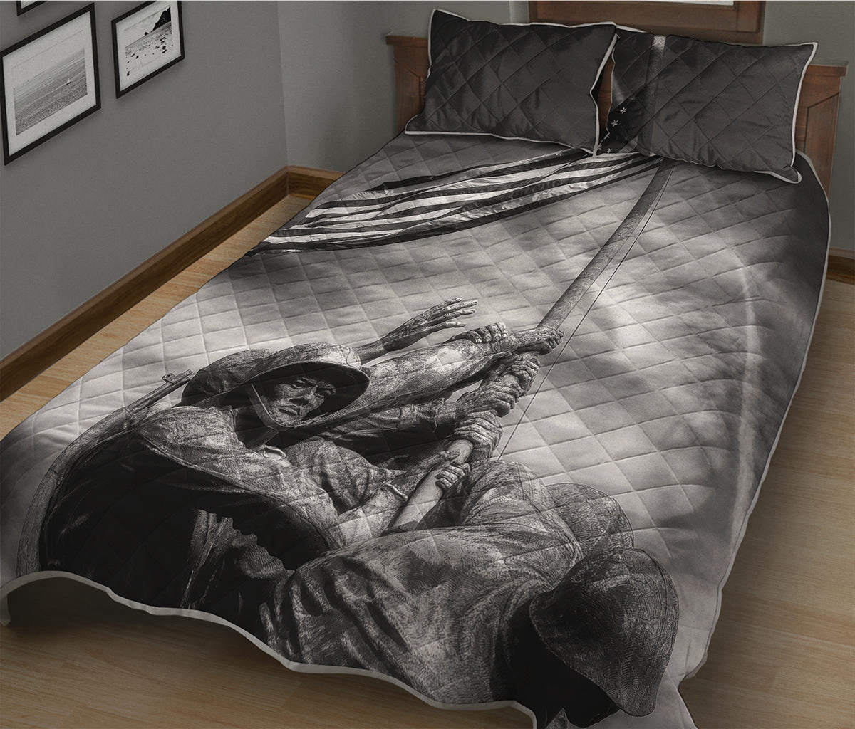 American War Memorial Print Quilt Bed Set