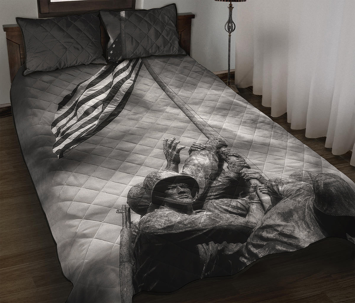 American War Memorial Print Quilt Bed Set