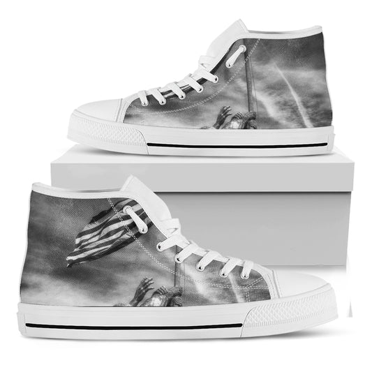 American War Memorial Print White High Top Shoes