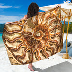 Ammonite Fossil Print Beach Sarong Wrap