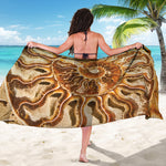 Ammonite Fossil Print Beach Sarong Wrap