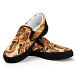 Ammonite Fossil Print Black Slip On Shoes