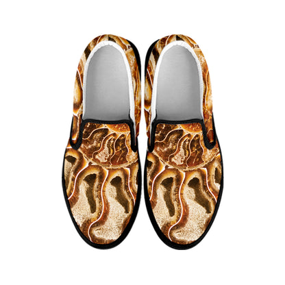 Ammonite Fossil Print Black Slip On Shoes