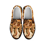 Ammonite Fossil Print Black Slip On Shoes