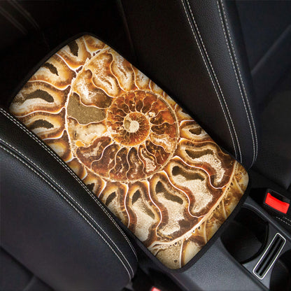 Ammonite Fossil Print Car Center Console Cover