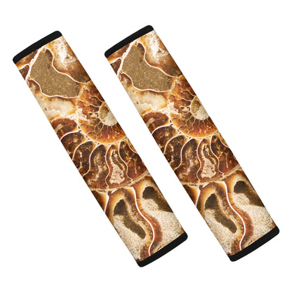 Ammonite Fossil Print Car Seat Belt Covers