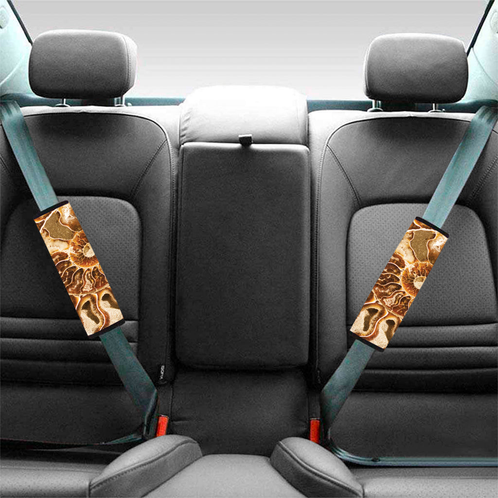 Ammonite Fossil Print Car Seat Belt Covers