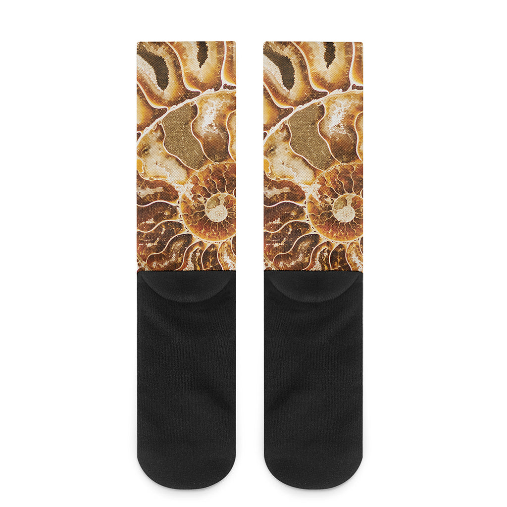 Ammonite Fossil Print Crew Socks