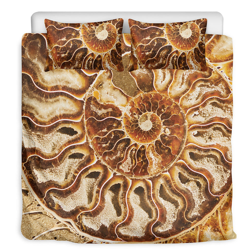 Ammonite Fossil Print Duvet Cover Bedding Set