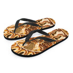 Ammonite Fossil Print Flip Flops