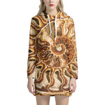 Ammonite Fossil Print Hoodie Dress